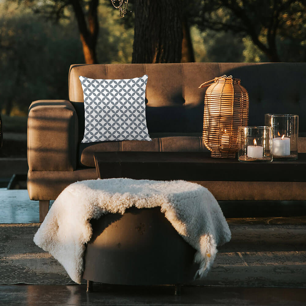 Outdoor Garden Waterproof Cushion - Bahia - Grey And White 50 x 50 cm by Izabela Peters
