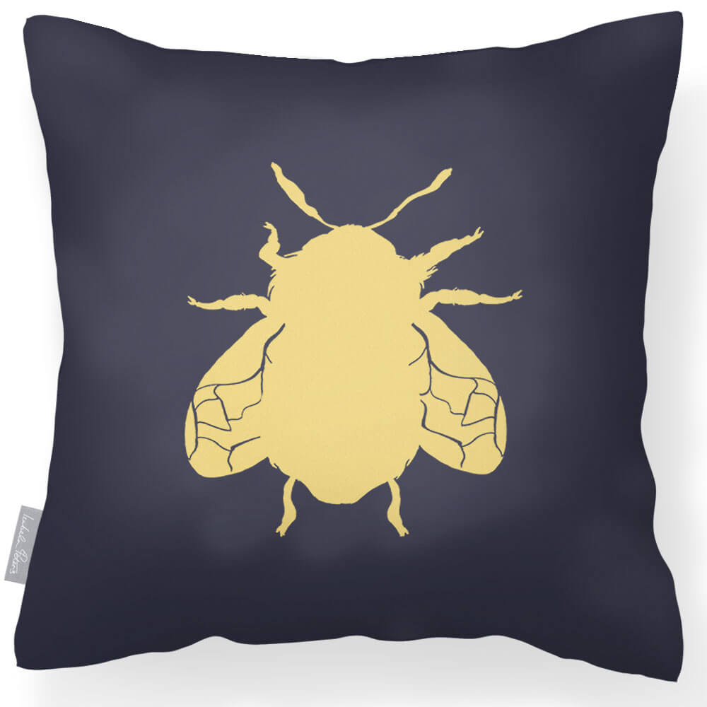 Outdoor Garden Waterproof Cushion - Bee - Graphite 43 x 43 cm by Izabela Peters