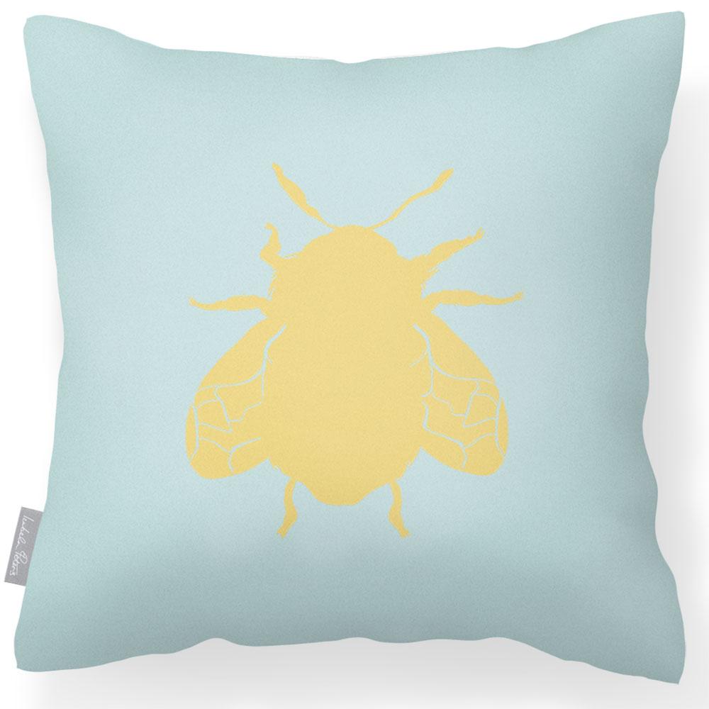 Outdoor Garden Waterproof Cushion - Bee - Duck Egg 50 x 50 cm by Izabela Peters