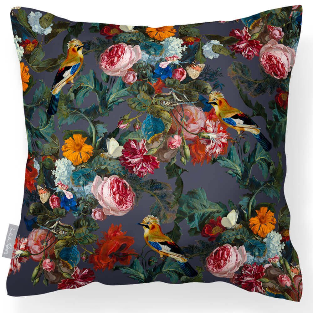 Outdoor Garden Waterproof Cushion - Birds In Paradise Luxury Outdoor Cushions Izabela Peters Graphite 40 x 40 cm 