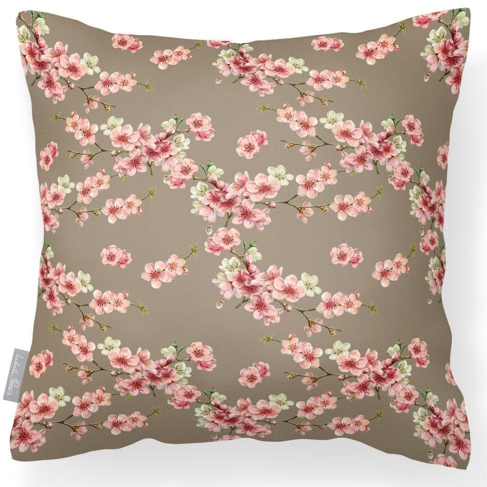 Outdoor Garden Waterproof Cushion - Cherry Blossom - Taupe 50 x 50 cm by Izabela Peters