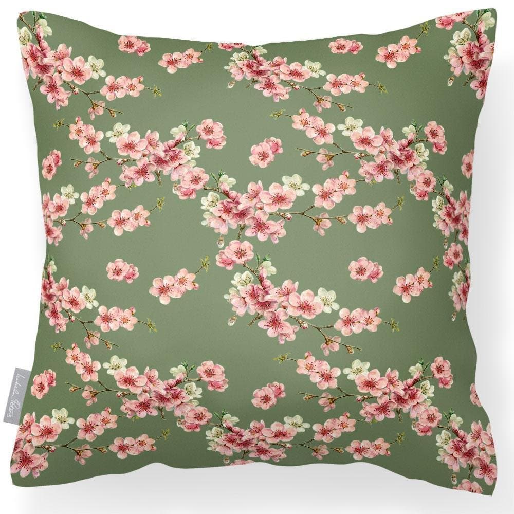 Outdoor Garden Waterproof Cushion - Cherry Blossom - Sage 50 x 50 cm by Izabela Peters