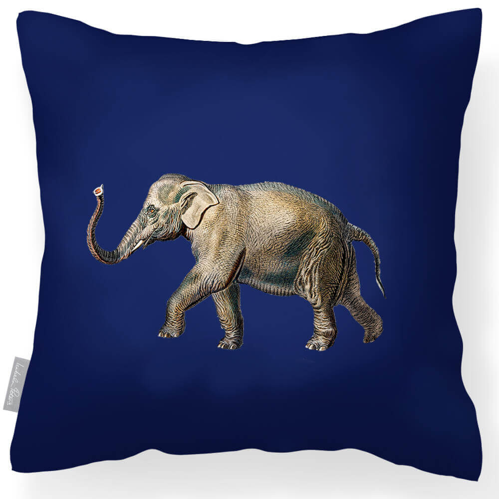 Outdoor Garden Waterproof Cushion - Elephant - Midnight 45 x 45 cm by Izabela Peters