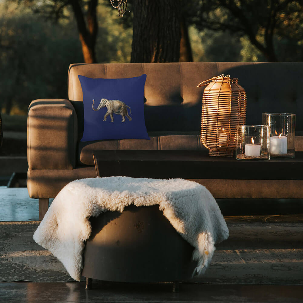 Outdoor Garden Waterproof Cushion - Elephant - Midnight 45 x 45 cm by Izabela Peters