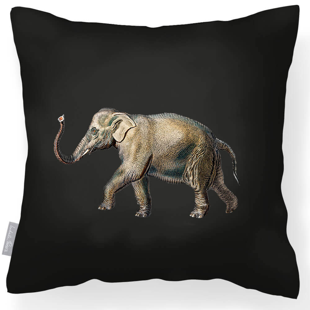 Outdoor Garden Waterproof Cushion - Elephant - Charcoal 45 x 45 cm by Izabela Peters