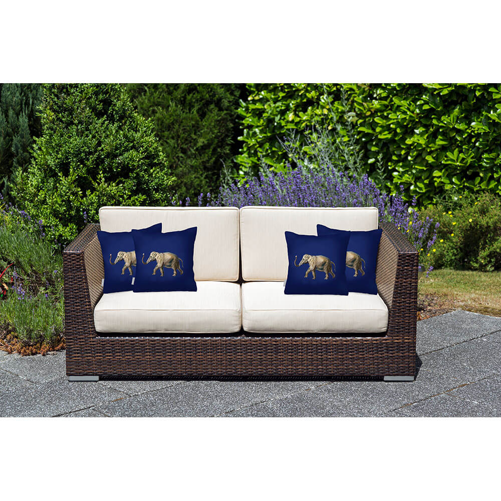 Outdoor Garden Waterproof Cushion - Elephant - Midnight 45 x 45 cm by Izabela Peters