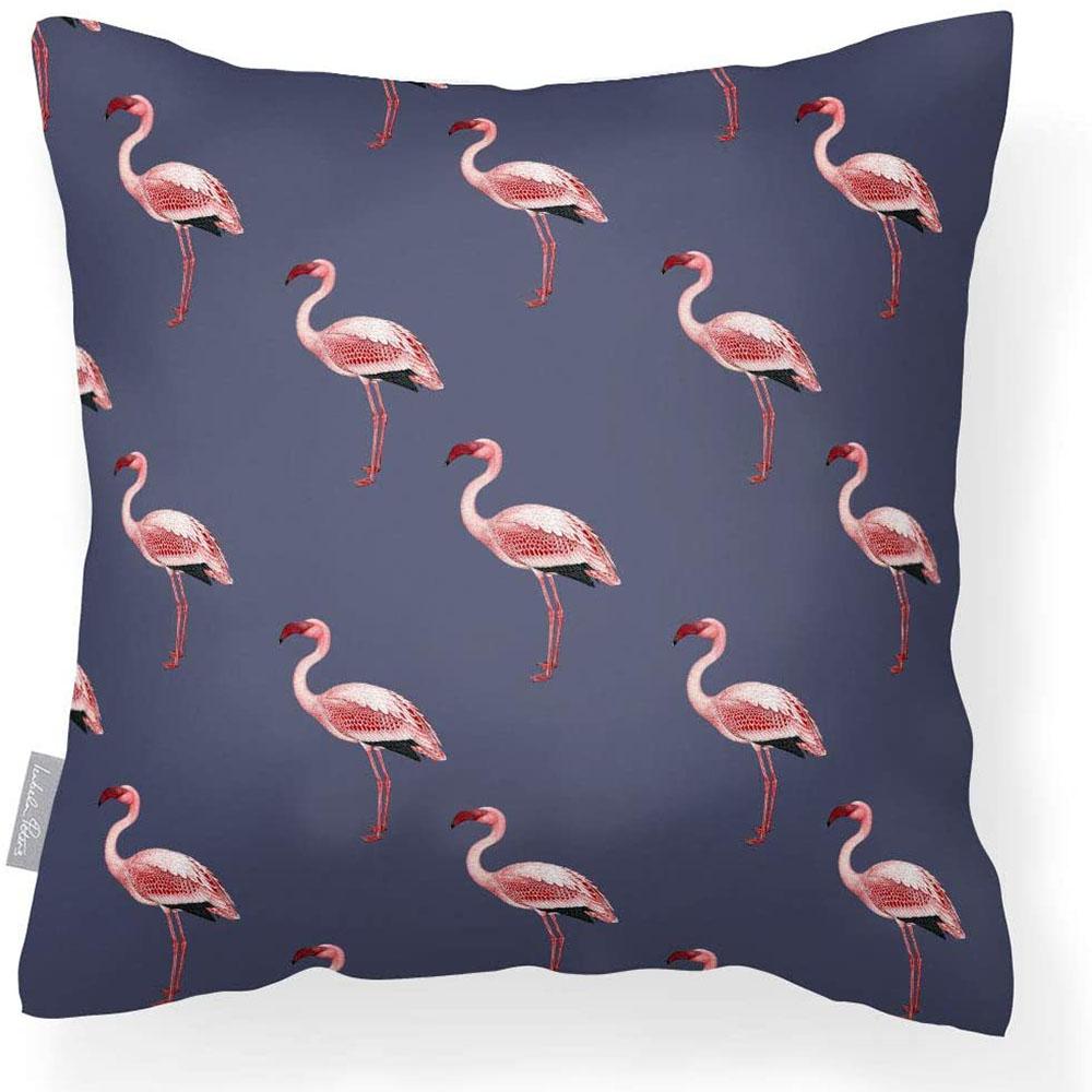 Outdoor Garden Waterproof Cushion - Flamingos - Graphite 43 x 43 cm by Izabela Peters