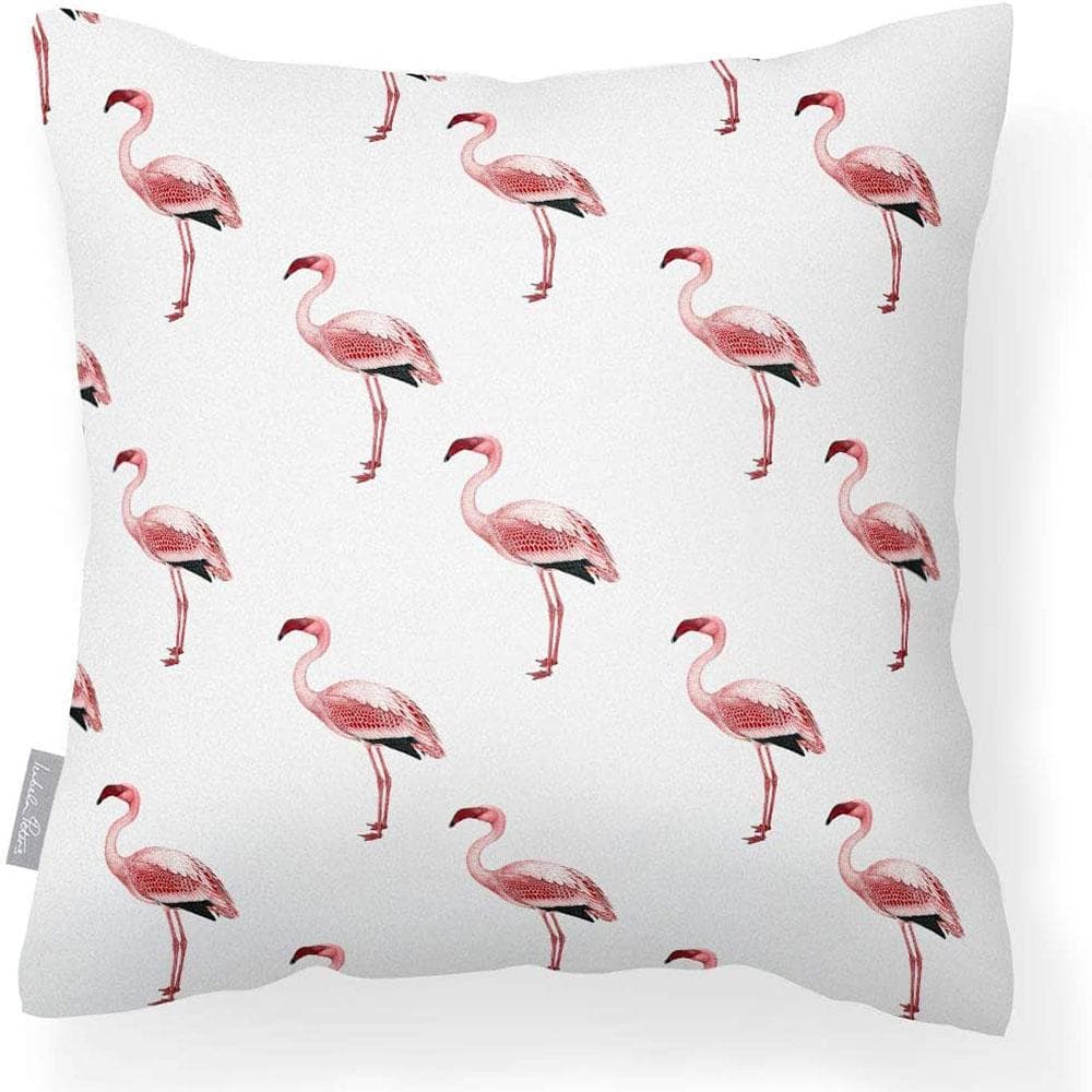 Outdoor Garden Waterproof Cushion - Flamingos - White 50 x 50 cm by Izabela Peters