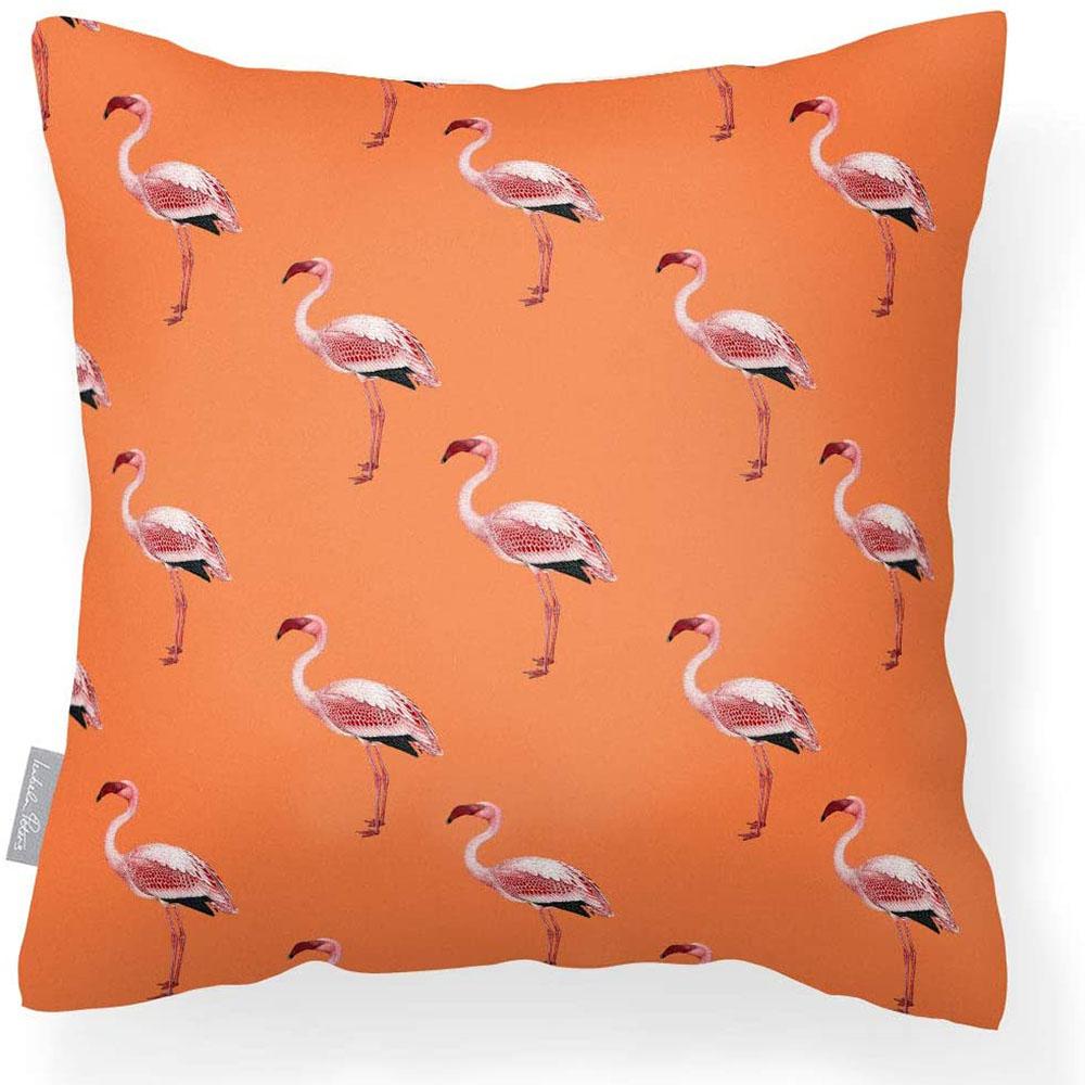 Outdoor Garden Waterproof Cushion - Flamingos - Burnt Orange 50 x 50 cm by Izabela Peters