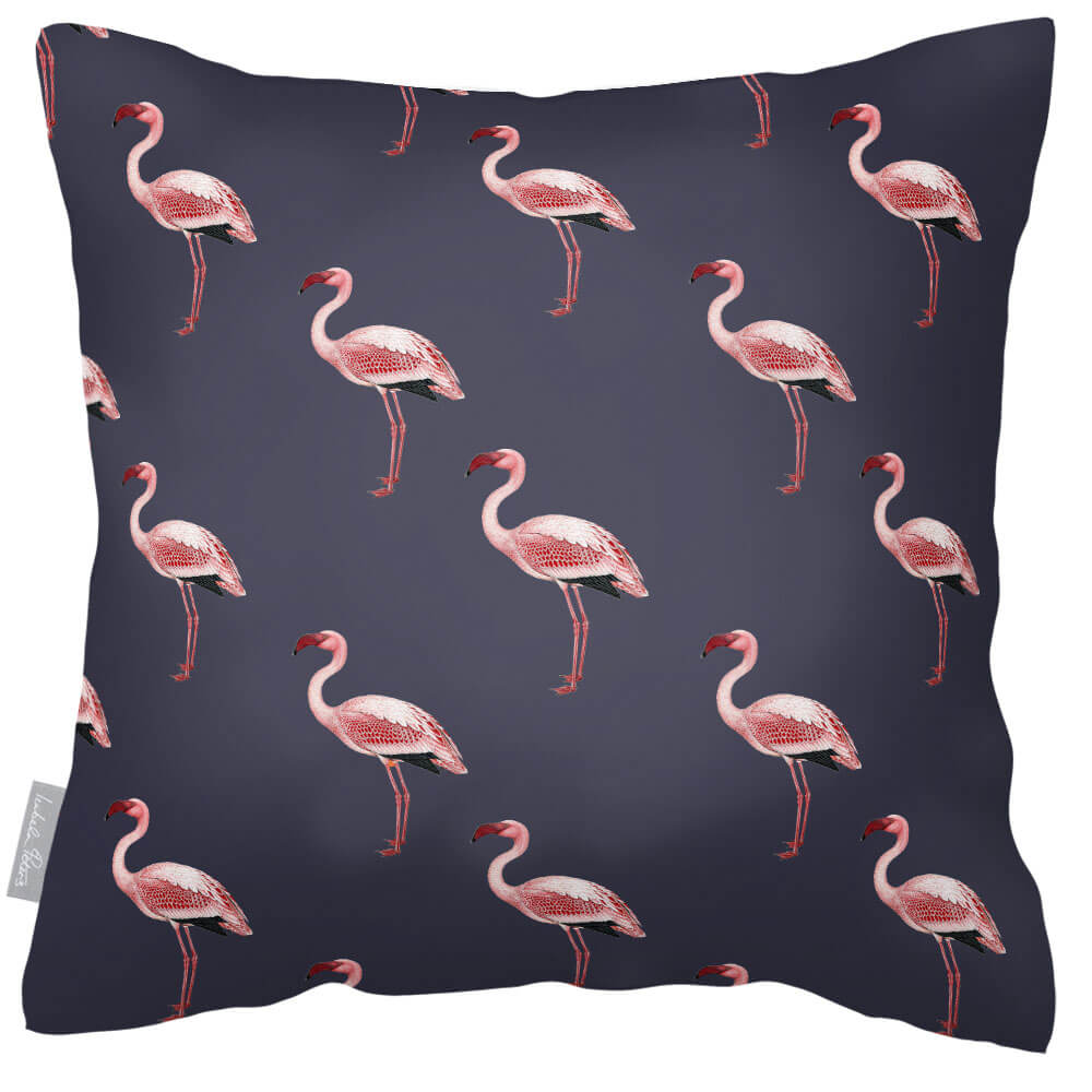 Outdoor Garden Waterproof Cushion - Flamingos - Graphite 50 x 50 cm by Izabela Peters
