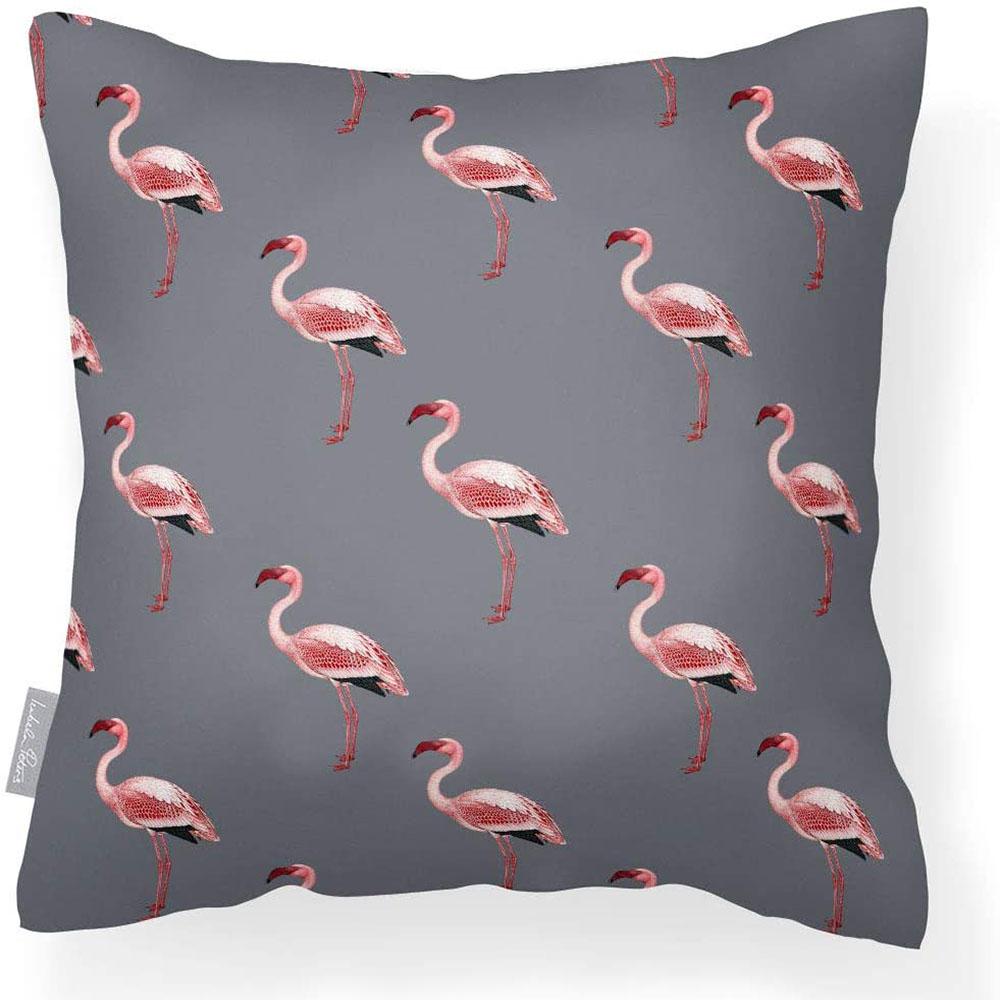 Outdoor Garden Waterproof Cushion - Flamingos - Grey 50 x 50 cm by Izabela Peters