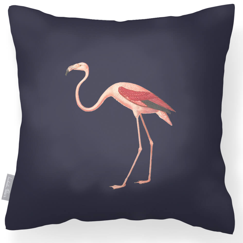 Outdoor Garden Waterproof Cushion - Flora and Fauna Flamingo - Graphite 45 x 45 cm by Izabela Peters
