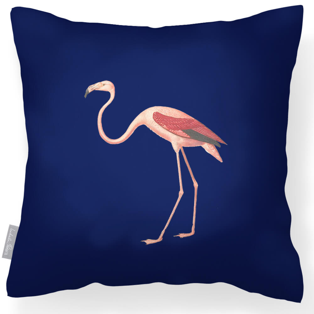 Outdoor Garden Waterproof Cushion - Flora and Fauna Flamingo in Midnight 45 x 45 cm | Izabela Peters