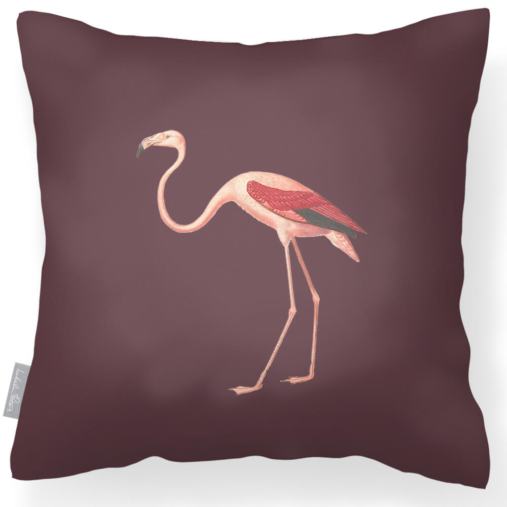 Outdoor Garden Waterproof Cushion - Flora and Fauna Flamingo - Italian Grape 45 x 45 cm by Izabela Peters