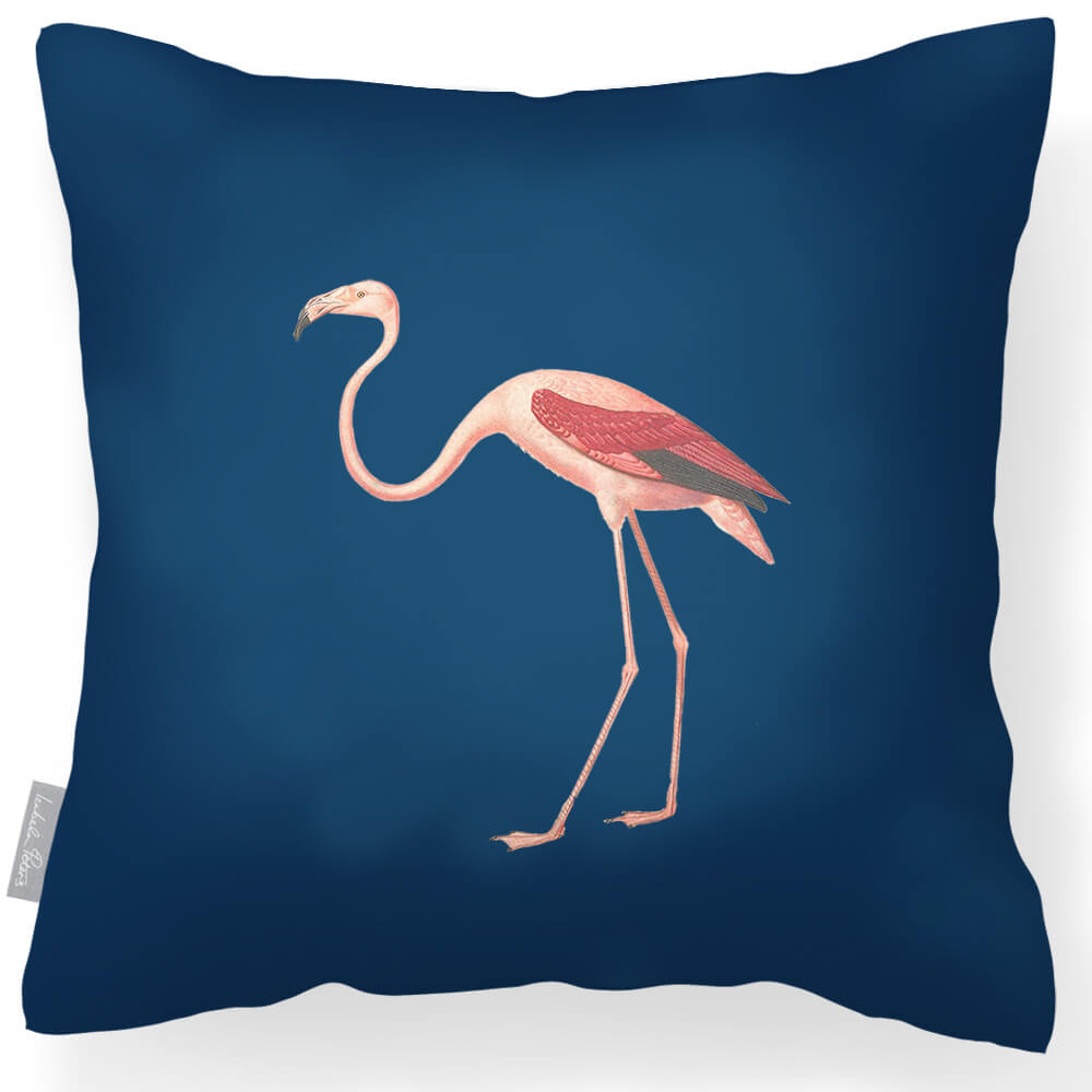 Outdoor Garden Waterproof Cushion - Flora and Fauna Flamingo - Estate Blue 45 x 45 cm by Izabela Peters