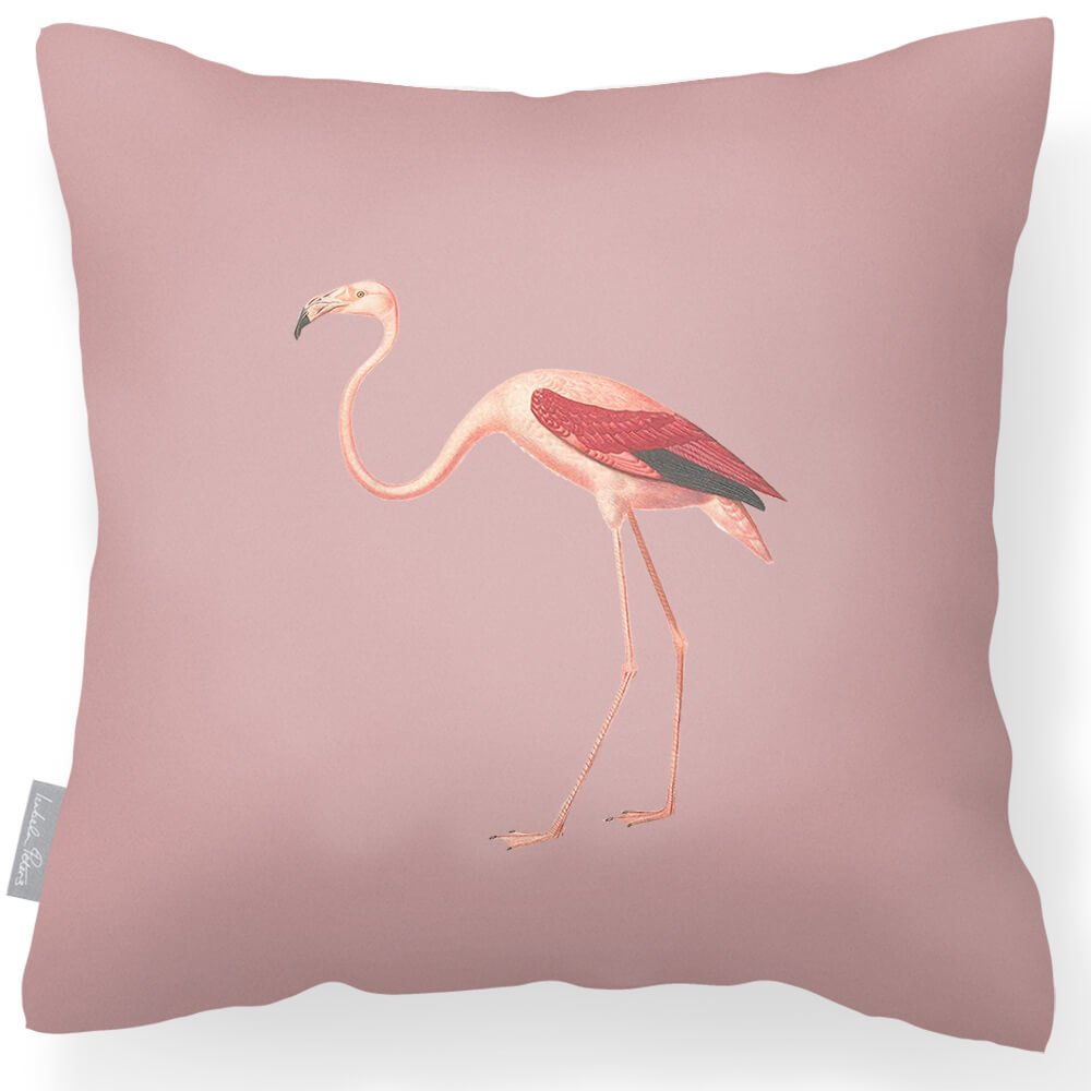 Outdoor Garden Waterproof Cushion - Flora and Fauna Flamingo - Rosewater 45 x 45 cm by Izabela Peters
