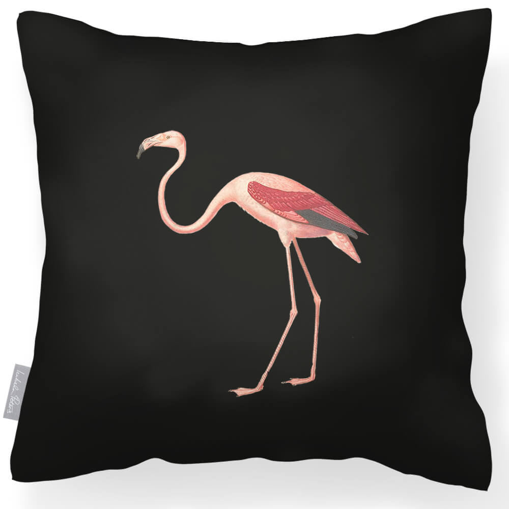 Outdoor Garden Waterproof Cushion - Flora and Fauna Flamingo - Charcoal 45 x 45 cm by Izabela Peters