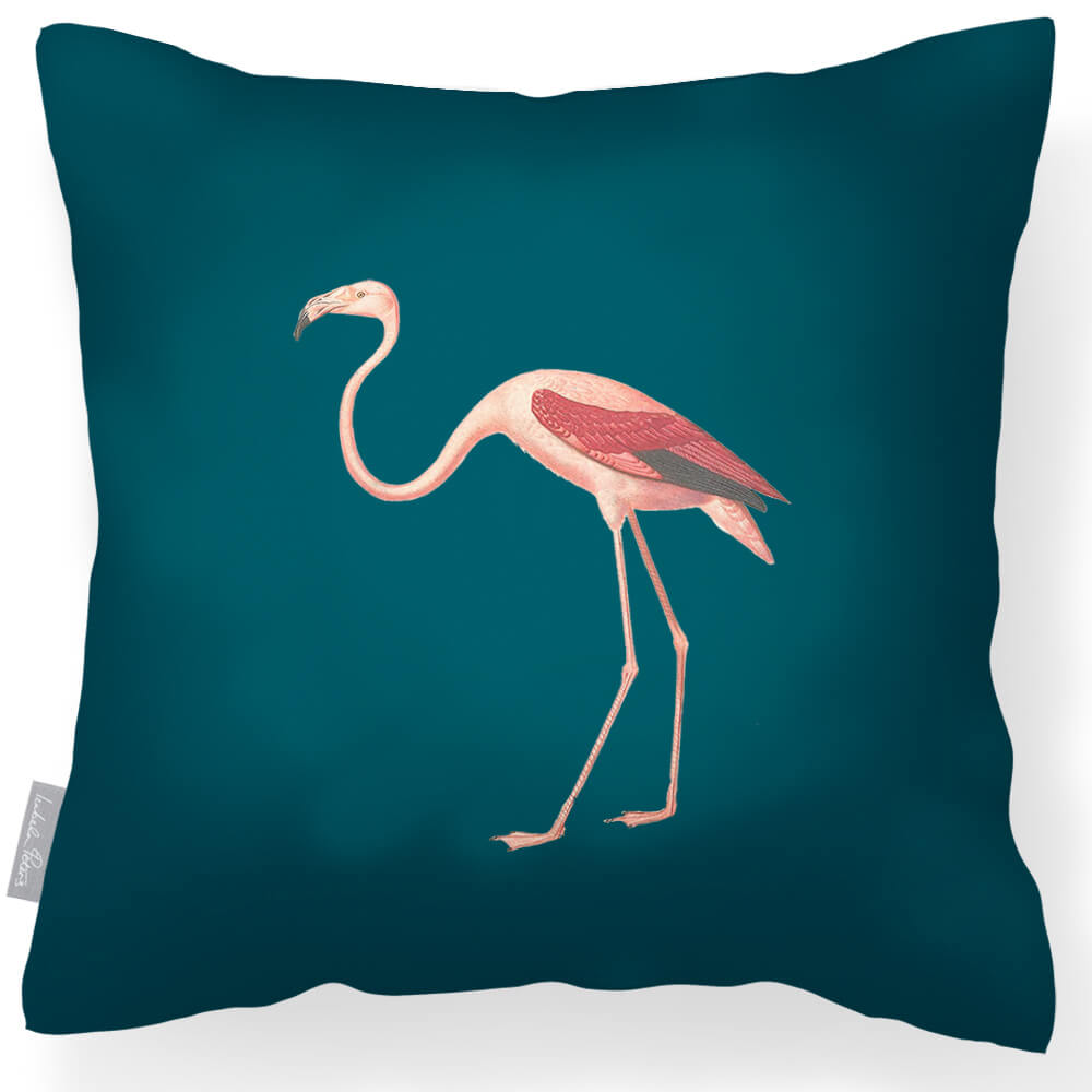 Outdoor Garden Waterproof Cushion - Flora and Fauna Flamingo - Teal 45 x 45 cm by Izabela Peters