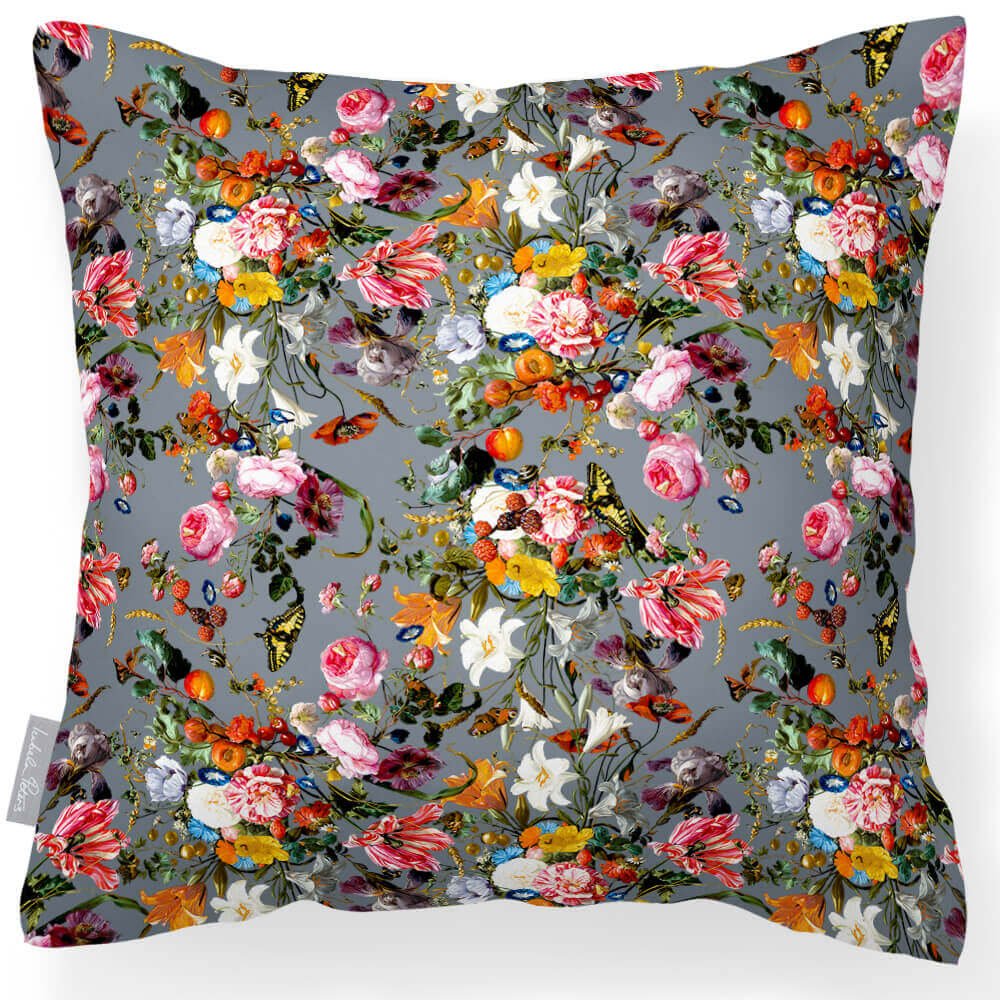 Outdoor Garden Waterproof Cushion - Floral Dream - French Grey 45 x 45 cm by Izabela Peters