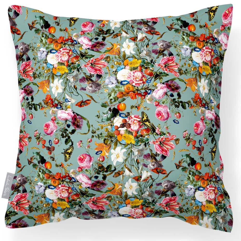 Outdoor Garden Waterproof Cushion - Floral Dream - Blue Surf 45 x 45 cm by Izabela Peters