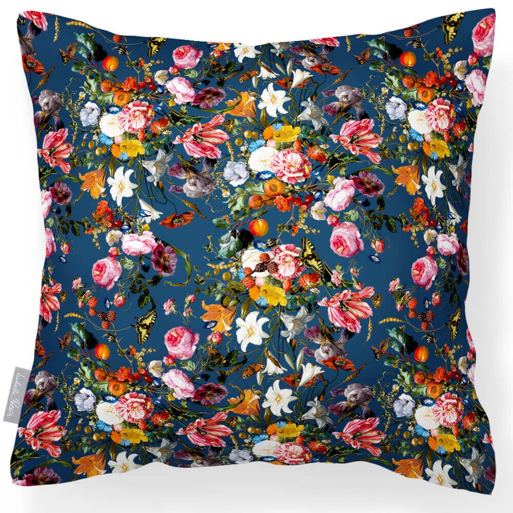 Outdoor Garden Waterproof Cushion - Floral Dream - Estate Blue 45 x 45 cm by Izabela Peters