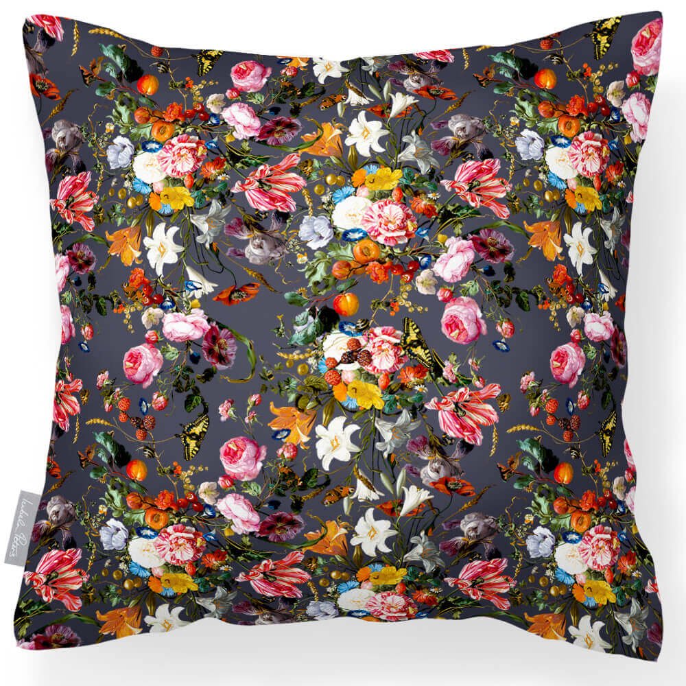 Outdoor Garden Waterproof Cushion - Floral Dream - Graphite 45 x 45 cm by Izabela Peters