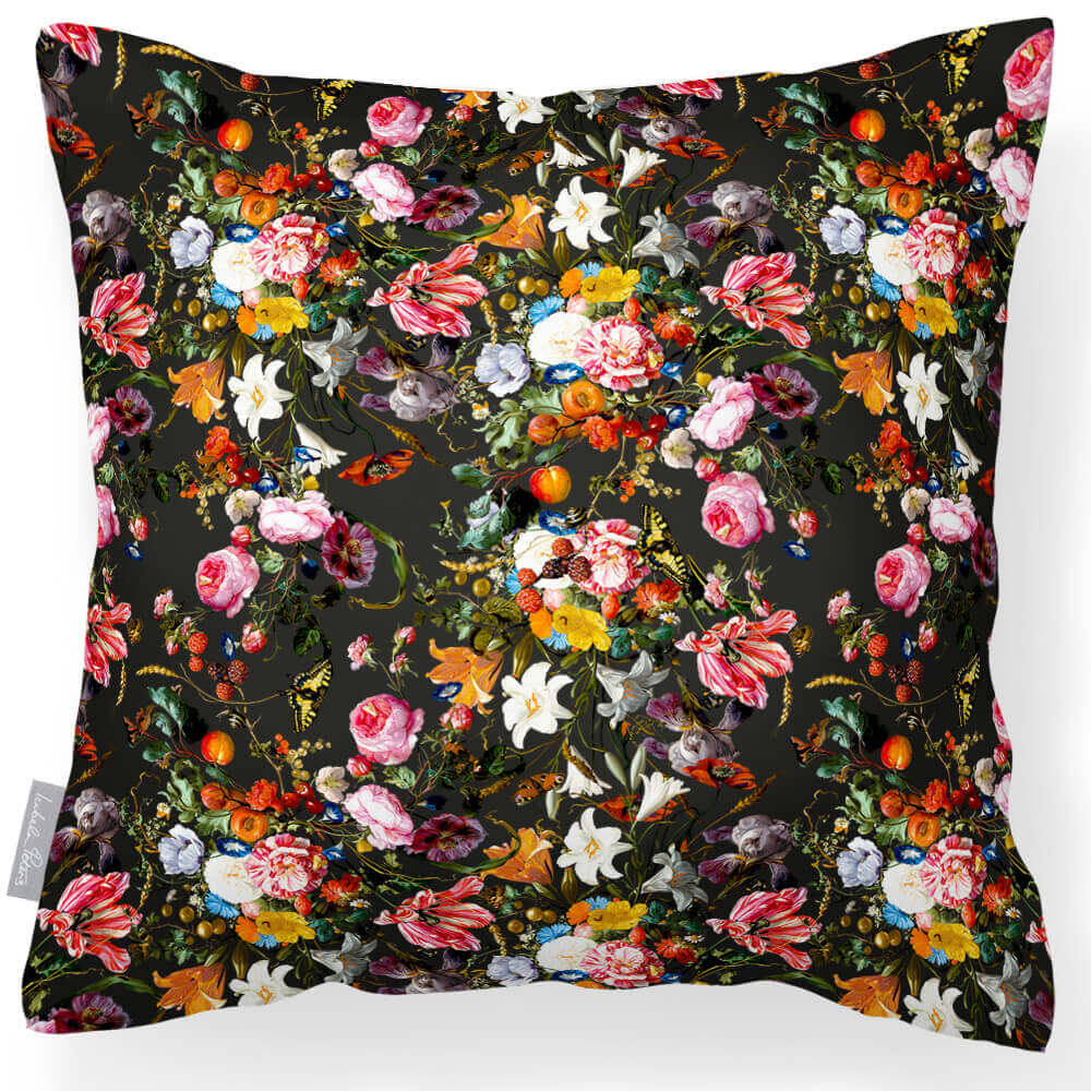 Outdoor Garden Waterproof Cushion - Floral Dream - Charcoal 45 x 45 cm by Izabela Peters