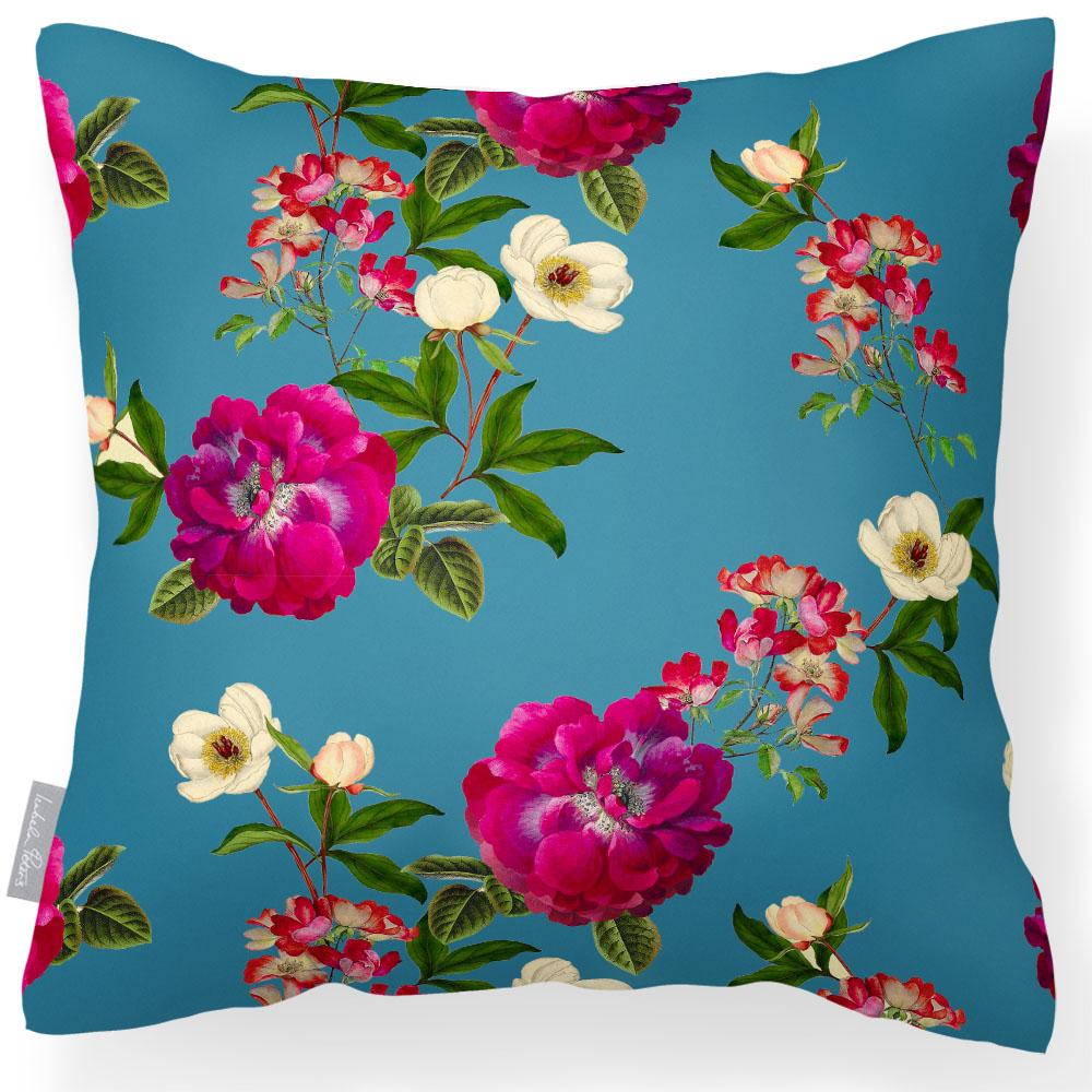 Outdoor Garden Waterproof Cushion - Floral Glade - Prussian Blue 50 x 50 cm by Izabela Peters