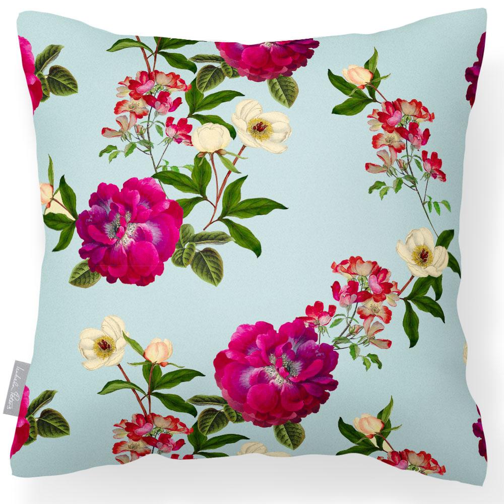 Outdoor Garden Waterproof Cushion - Floral Glade - Duck Egg 50 x 50 cm by Izabela Peters