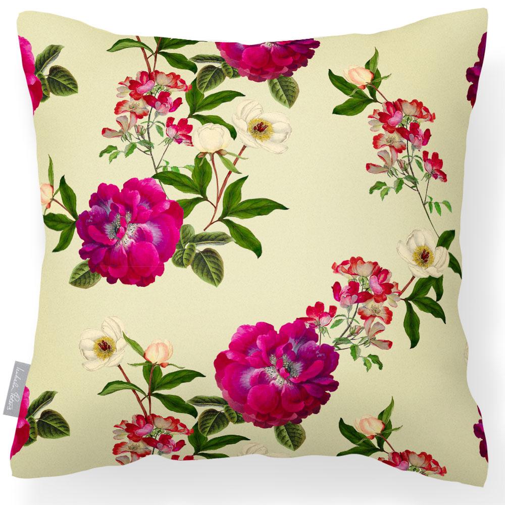 Outdoor Garden Waterproof Cushion - Floral Glade - Cream 50 x 50 cm by Izabela Peters