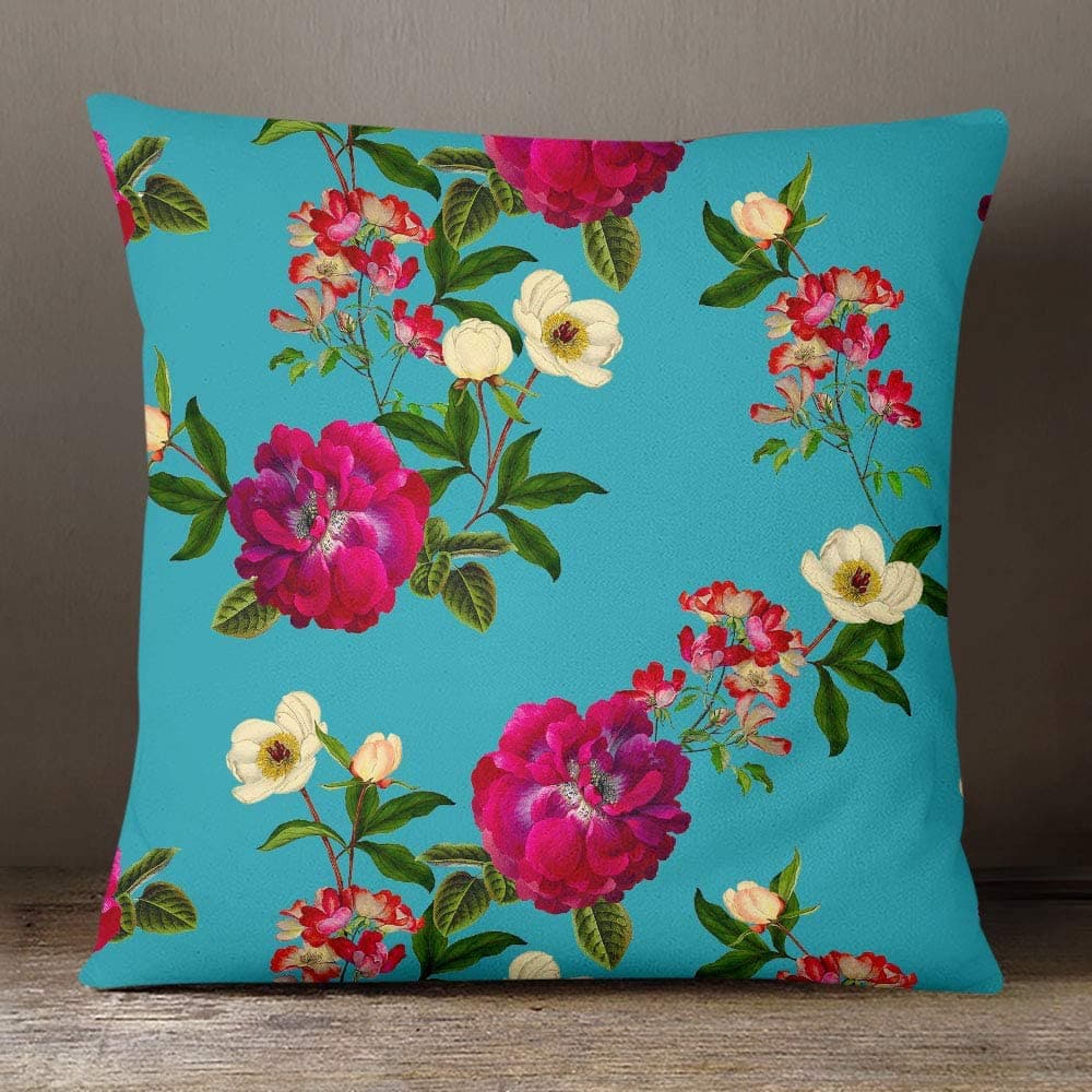 Outdoor Garden Waterproof Cushion - Floral Glade - Prussian Blue 50 x 50 cm by Izabela Peters