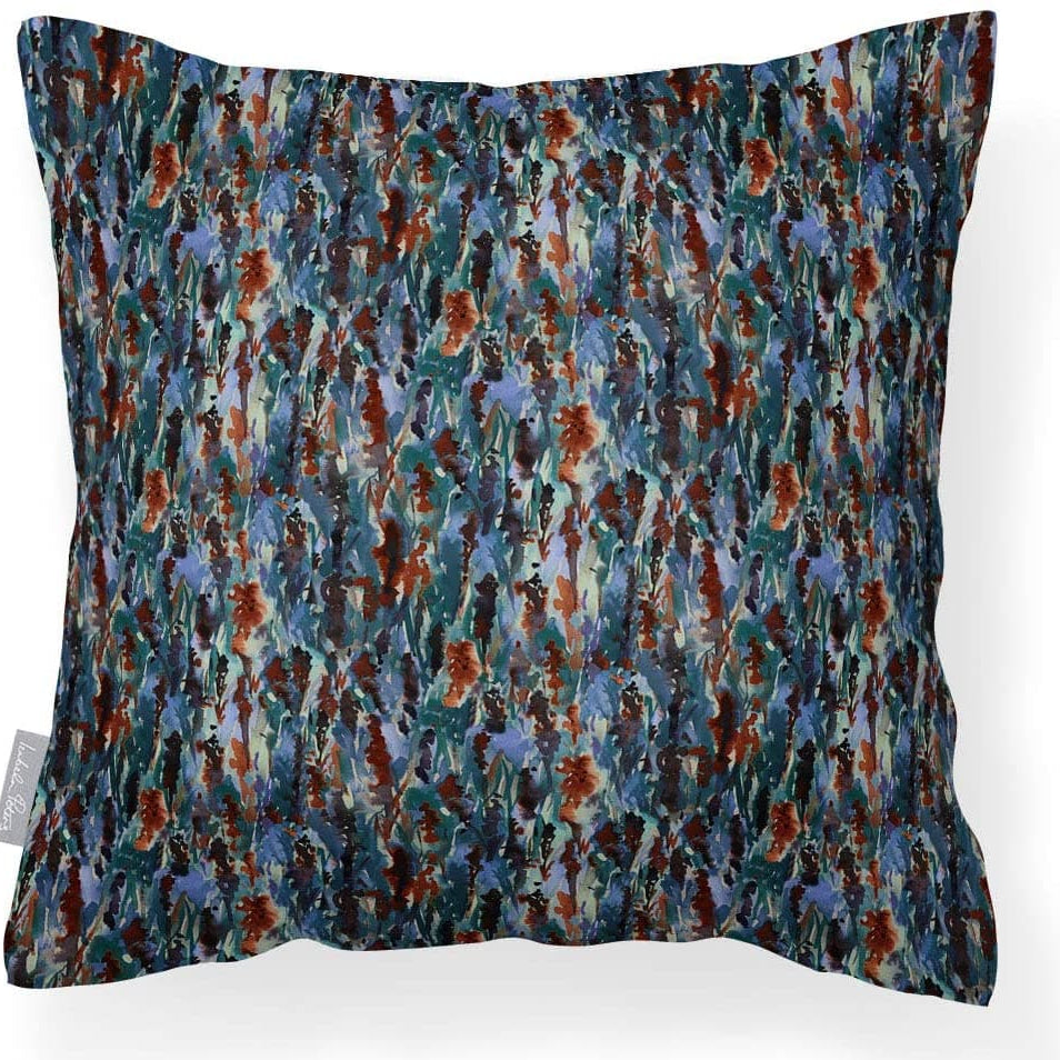 Outdoor Garden Waterproof Cushion - Floral Meadow - Orange Rust on Lavender 50 x 50 cm by Izabela Peters