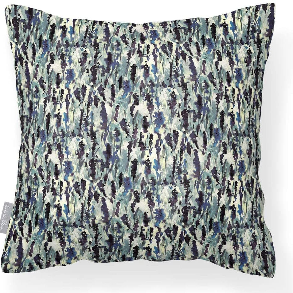 Outdoor Garden Waterproof Cushion - Floral Meadow - Shades of Sapphire on Gainsboro Grey 50 x 50 cm by Izabela Peters