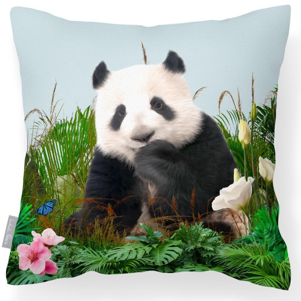 Outdoor Garden Waterproof Cushion - Forest Panda - Duck Egg 50 x 50 cm by Izabela Peters