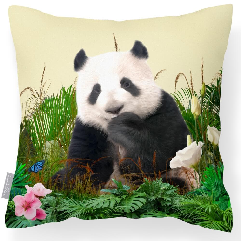 Outdoor Garden Waterproof Cushion - Forest Panda  Izabela Peters Cream 40 x 40 cm 