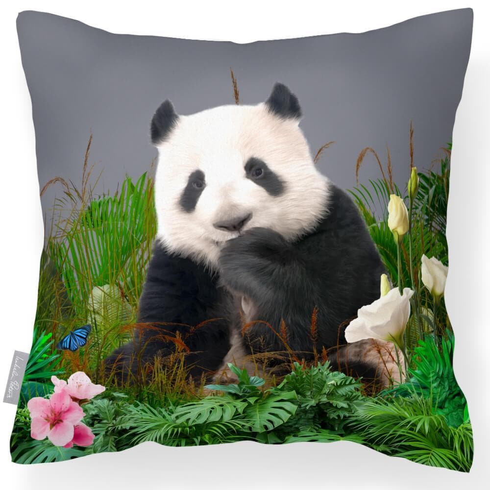 Outdoor Garden Waterproof Cushion - Forest Panda - Grey 50 x 50 cm by Izabela Peters