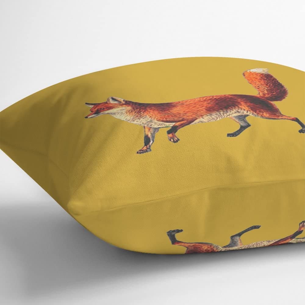 Outdoor Garden Waterproof Cushion - Fox - Mustard 50 x 50 cm by Izabela Peters