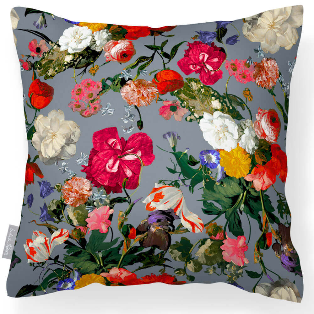Outdoor Garden Waterproof Cushion - Garden Bouquet - French Grey 45 x 45 cm by Izabela Peters