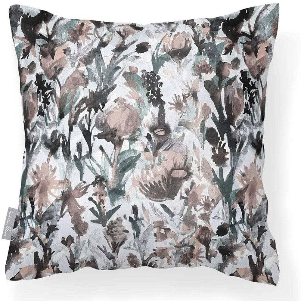 Outdoor Garden Waterproof Cushion - Herbaceous Border - Pearwood on Snow 50 x 50 cm by Izabela Peters