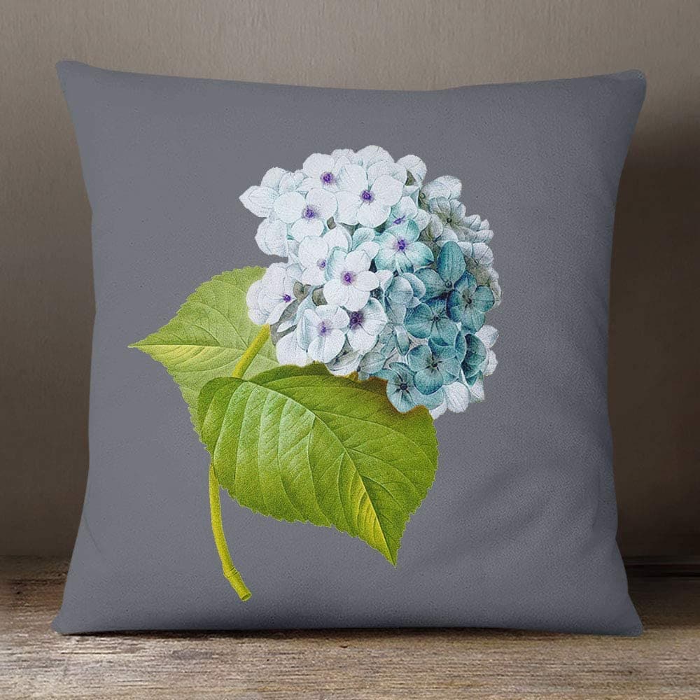 Outdoor Garden Waterproof Cushion - Hydrangea - Grey 50 x 50 cm by Izabela Peters