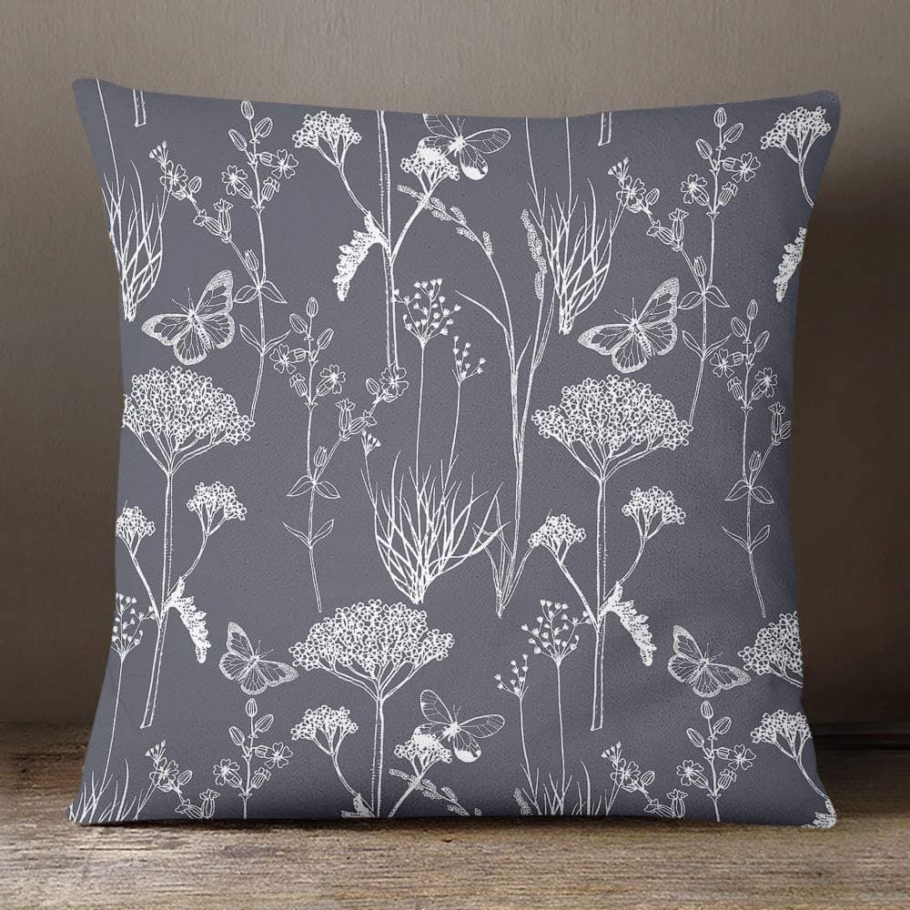 Outdoor Garden Waterproof Cushion - Inby Field - Slate Grey 40 x 40 cm by Izabela Peters