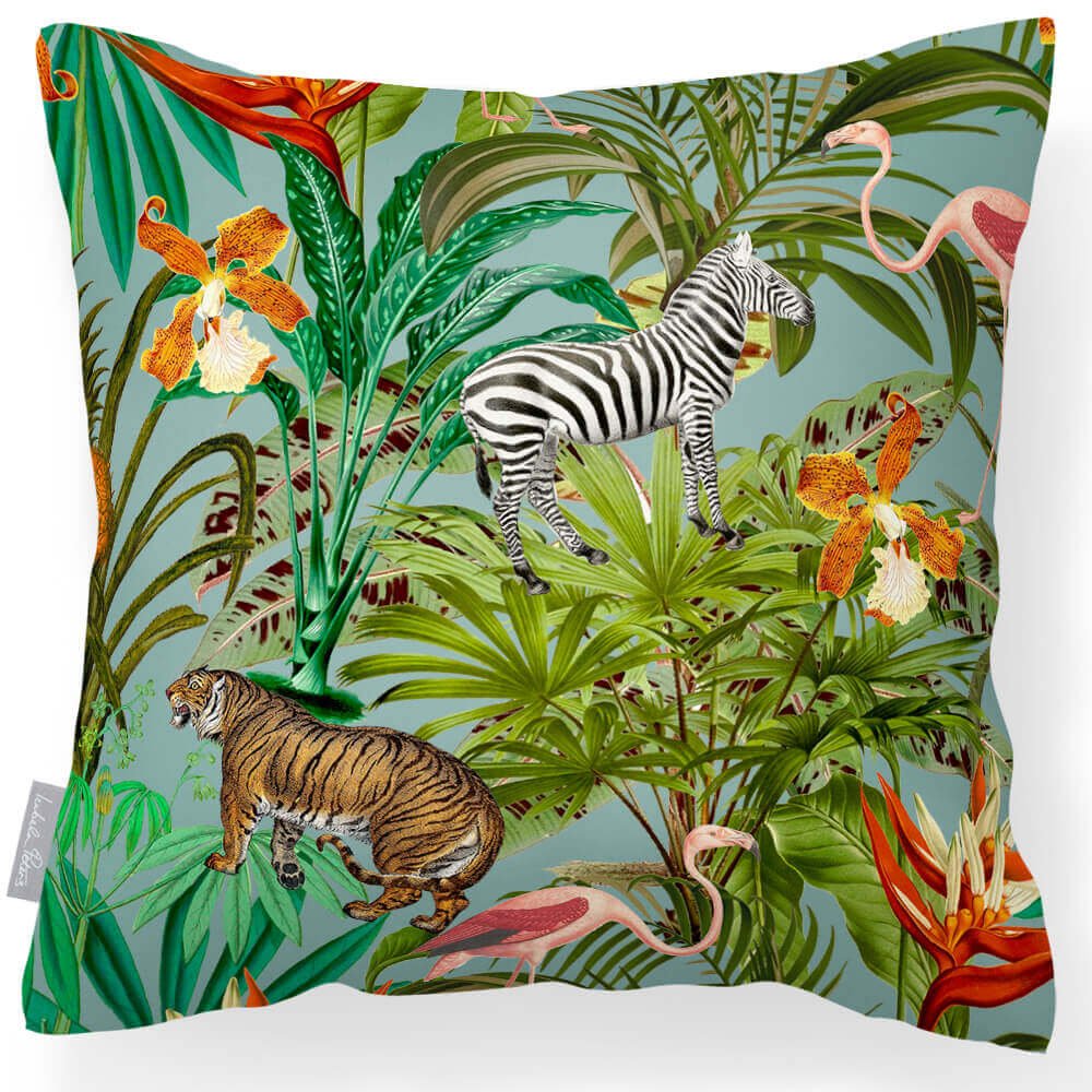 Outdoor Garden Waterproof Cushion - Jungle Fusion - Blue Surf 45 x 45 cm by Izabela Peters