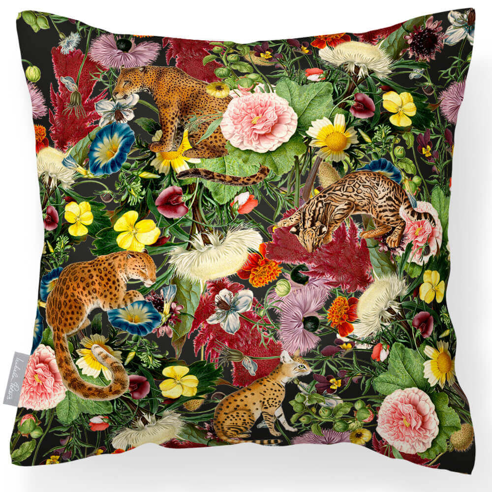 Outdoor Garden Waterproof Cushion - Junglescape - Charcoal 45 x 45 cm by Izabela Peters