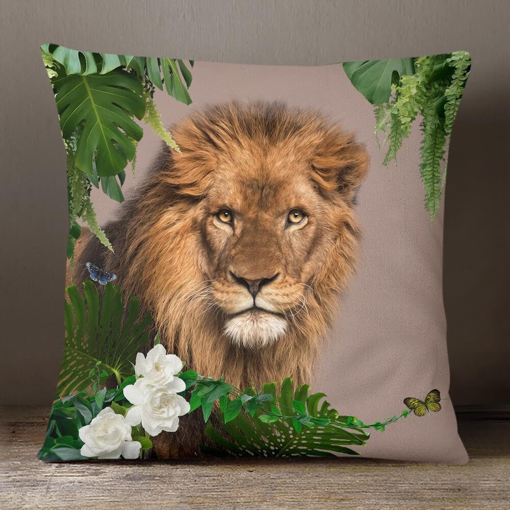 Outdoor Garden Waterproof Cushion - Lion King - Taupe 50 x 50 cm by Izabela Peters