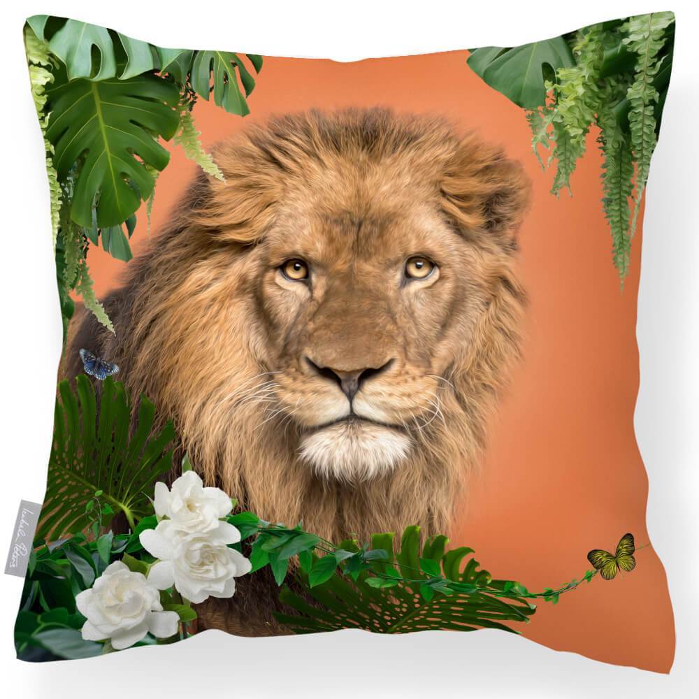 Outdoor Garden Waterproof Cushion - Lion King - Burnt Orange 50 x 50 cm by Izabela Peters