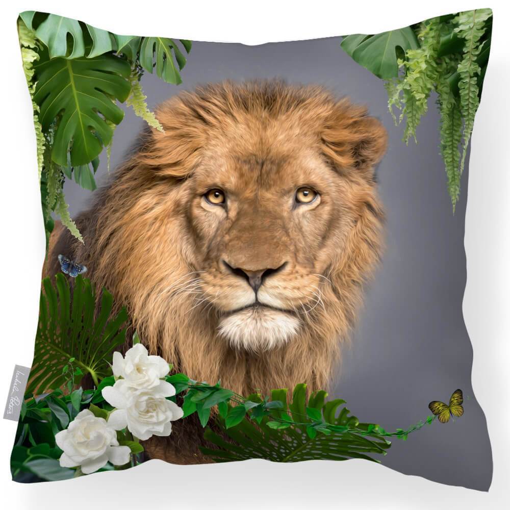 Outdoor Garden Waterproof Cushion - Lion King - Grey 50 x 50 cm by Izabela Peters