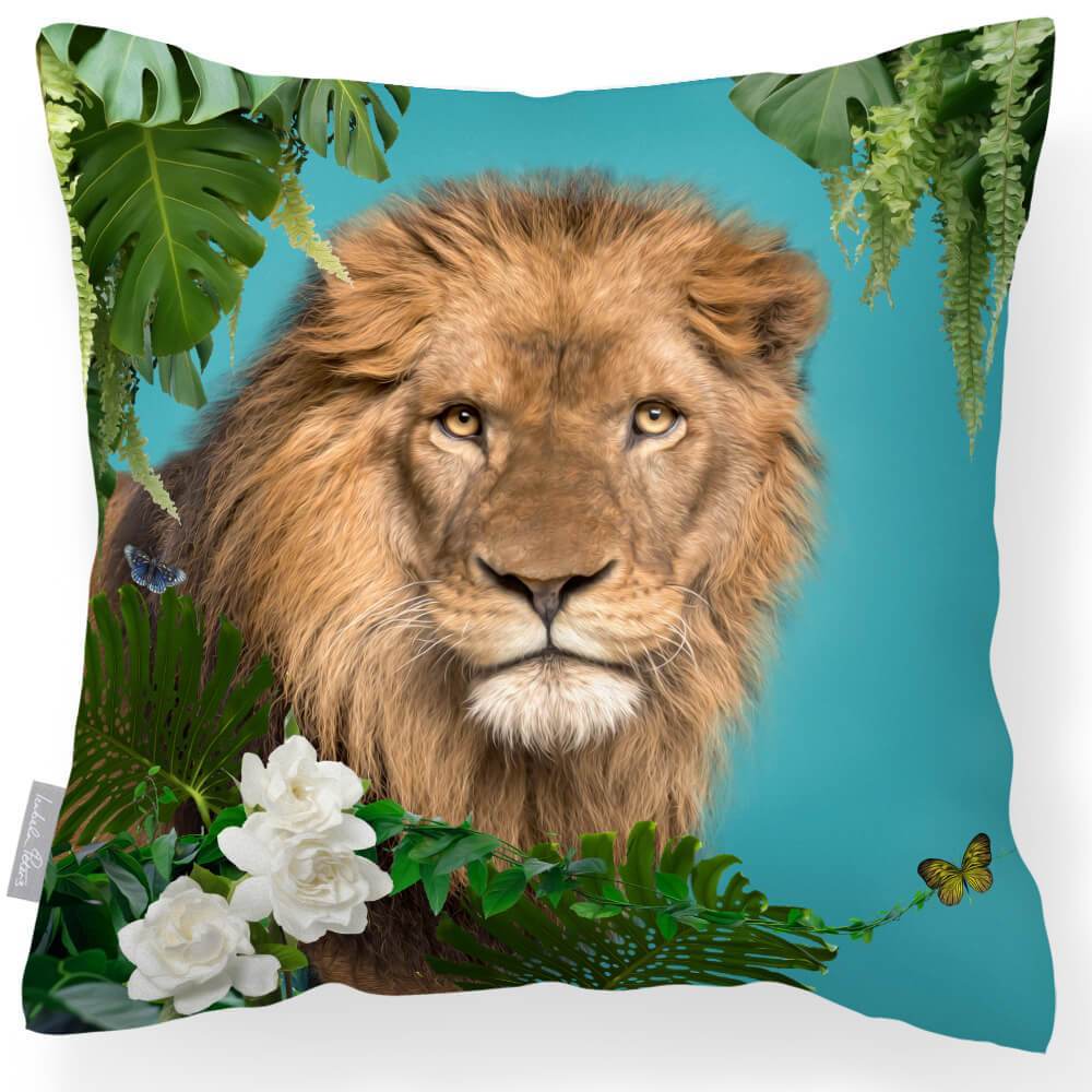 Outdoor Garden Waterproof Cushion - Lion King - Prussian Blue 50 x 50 cm by Izabela Peters