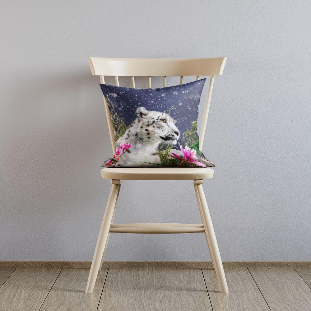Outdoor Garden Waterproof Cushion - Majestic Snow Leopard - Graphite 50 x 50 cm by Izabela Peters