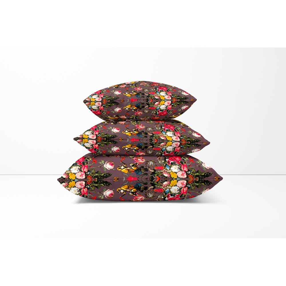 Outdoor Garden Waterproof Cushion - Monkey Puzzle - Italian Grape 45 x 45 cm by Izabela Peters