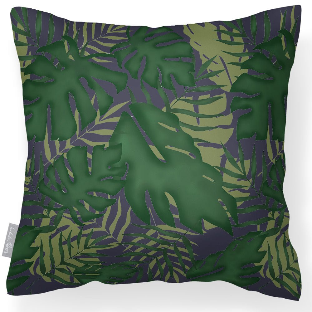 Outdoor Garden Waterproof Cushion - Palm Leaf - Graphite 50 x 50 cm by Izabela Peters